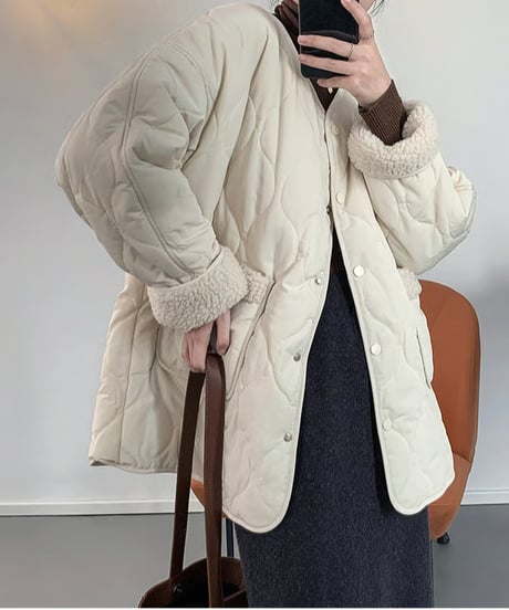 quilting boa coat / 2color　hm2709