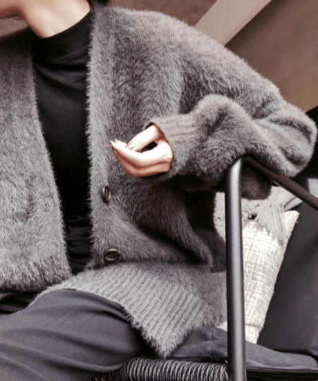 shaggy knit cardigan / 3color　hm1002
