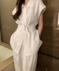 collared pants set / 3color　hm2863