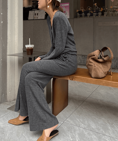 cardigan & pants setup / 2color　hm1353