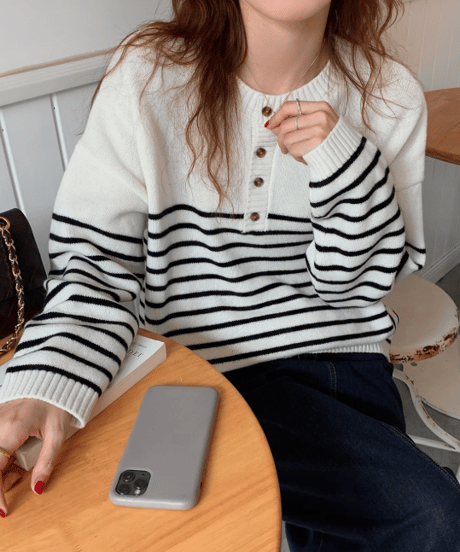 stripe knit top　hm2665