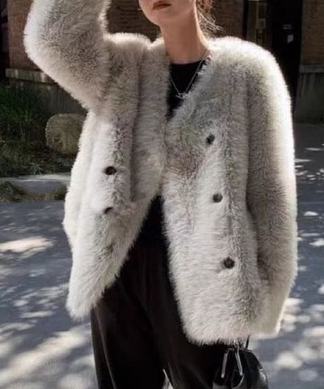 fake fur double coat / 4color　hm1796