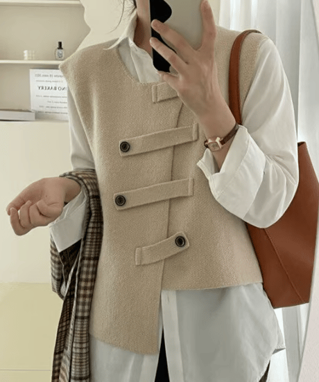 asymmetry wrap vest / 3color　hm2615