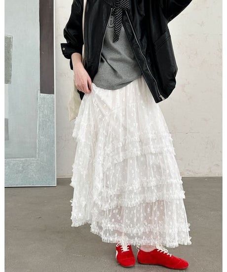sheer tiered skirt / 2color　hm2272