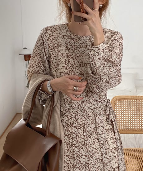 retro flower long dress / 2color　hm1673