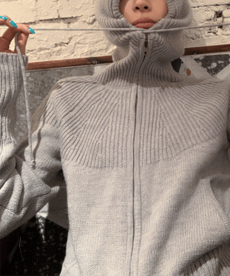 knit hood parka / 2color　hm1117