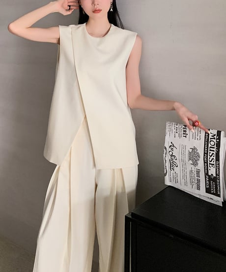 sleeveless top & wide pants suit　hm1406