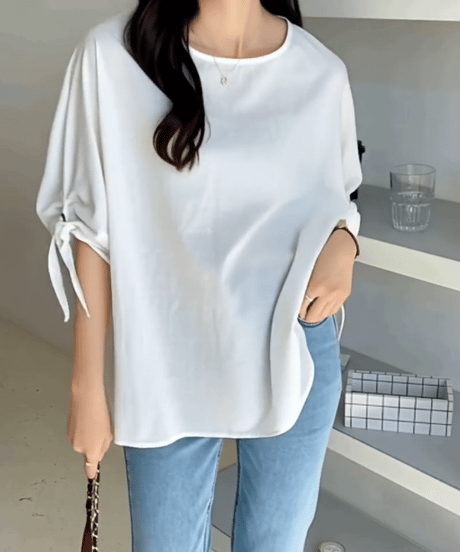 ribbon sleeve blouse / 3color　hm2637