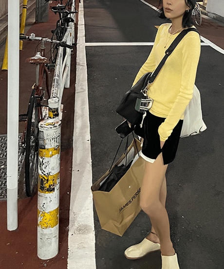 thin simple knit top / 3color　hm1288