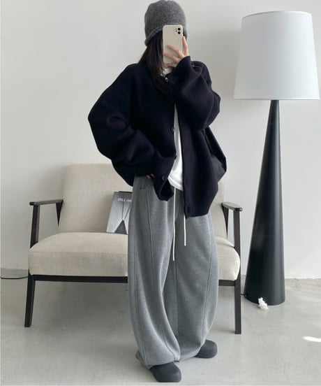 oversize crewneck cardigan / 2color　hm2714