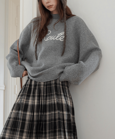 relaxed logo knit / 4color　hm2804