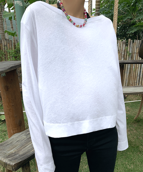 boat-neck plane top / 2color　hm1345