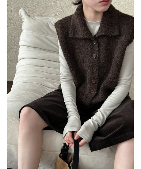 textured knit vest / 4color　hm2675