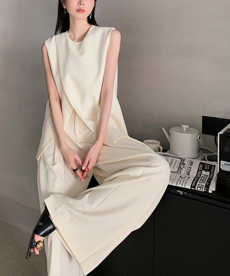 sleeveless top & wide pants suit　hm1406
