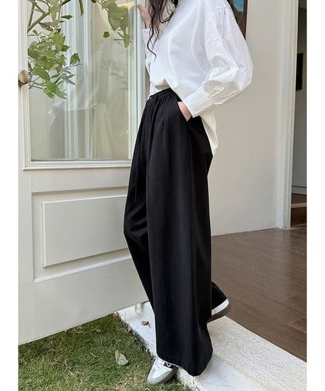 tuck design wide pants / 2color　hm2238
