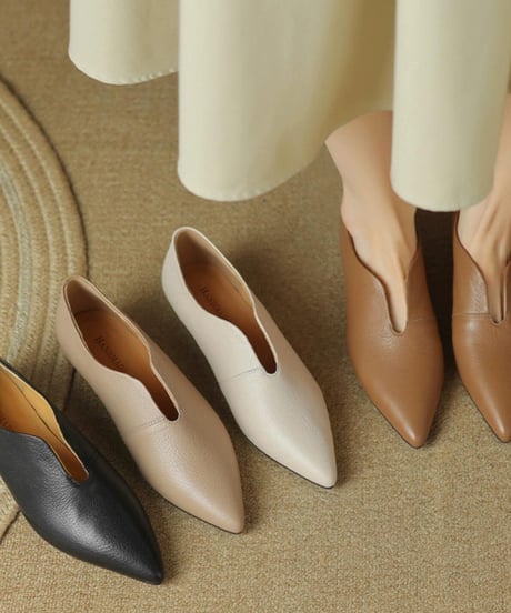 retro leather pumps / 4color　hm2494