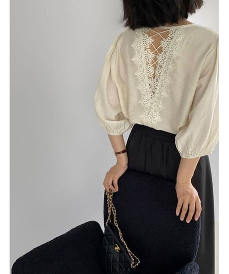 back lace blouse / 2color　hm2249