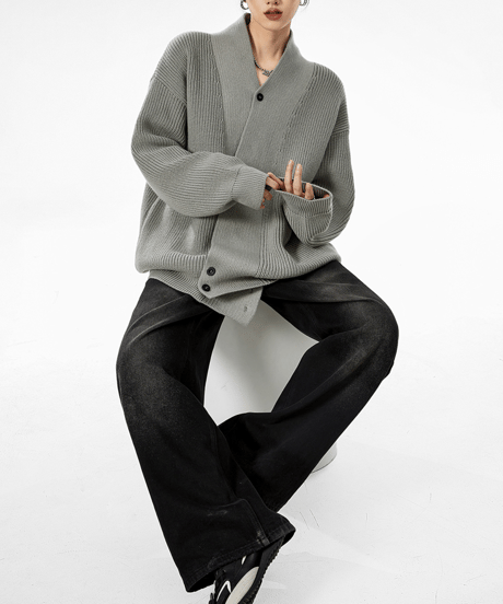 shawl collar cardigan / 3color　hm2682