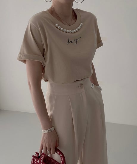 pearl neck logo t-shirt / 3color　hm1405