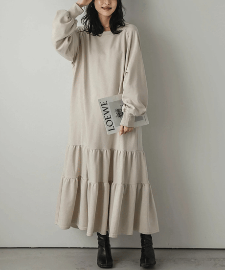 tiered sweatshirt dress / 4color　hm2798