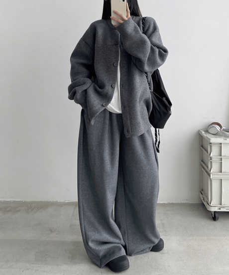 oversize crewneck cardigan / 2color　hm2714