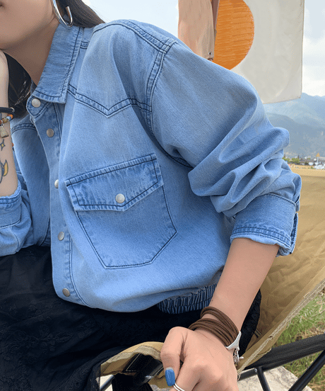 waist gathered denim short jacket　hm1497