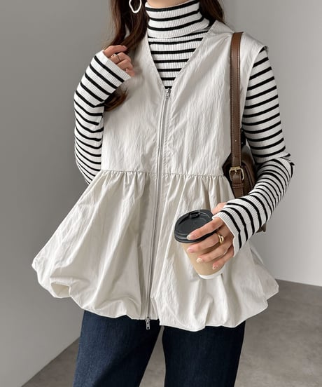 peplum zip-up vest / 3color　hm2572