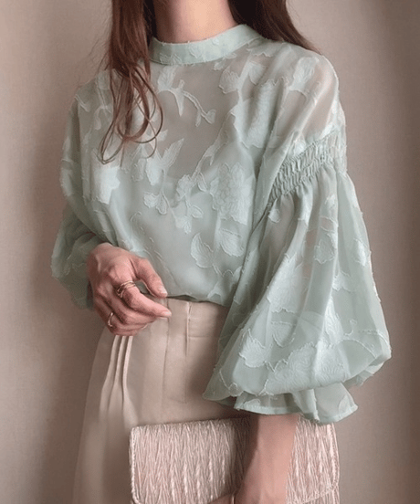 sheer floral blouse / 4color　hm2821