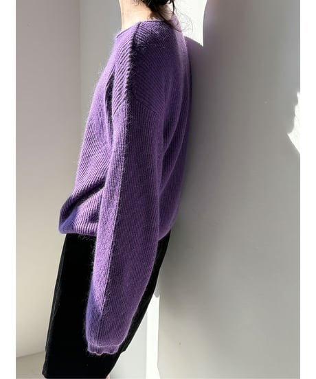 fluffy v-neck knit / 4color　hm2726