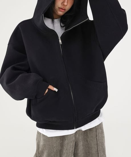 high neck zip hoodie / 2color　hm2745