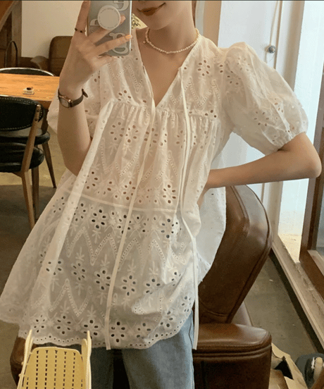 eyelet lace blouse　hm2920