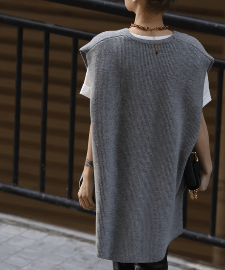 loose v neck vest / 2color　hm1834