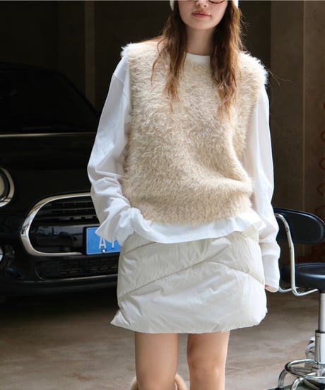 fluffy wool vest / 2color　hm1707