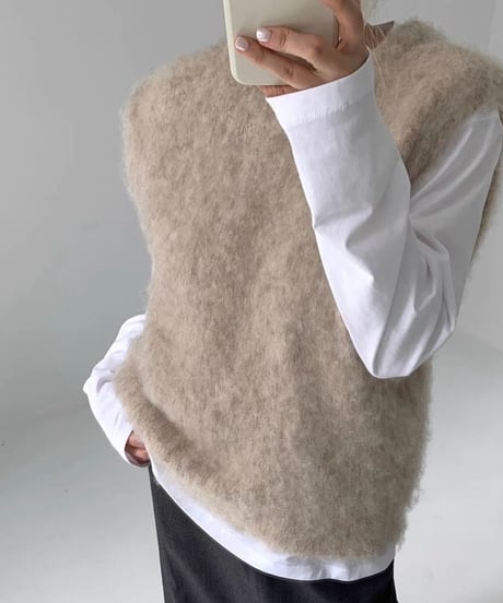 round neck knit vest　hm1826
