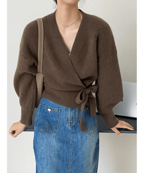 wrap knit cardigan / 5color　hm2617