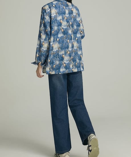 nuance pattern blue shirt　hm2033