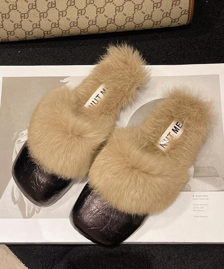 faux fur mules  / 2color　hm2562
