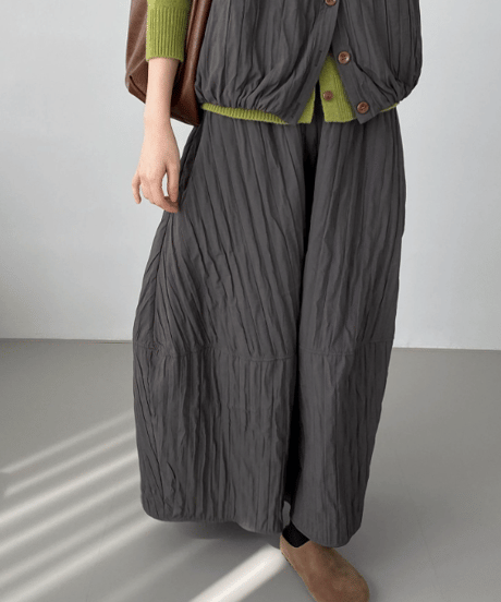 wrinkled tiered skirt / 4color　hm2716