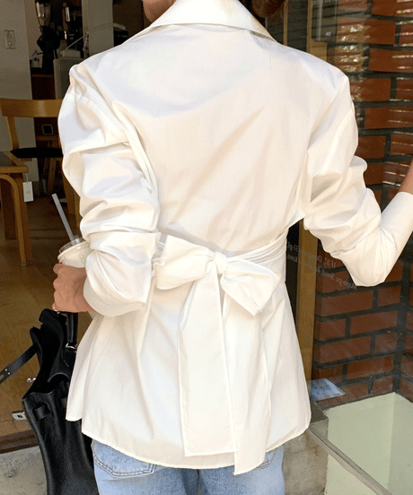 waist back ribbon blouse　hm2853