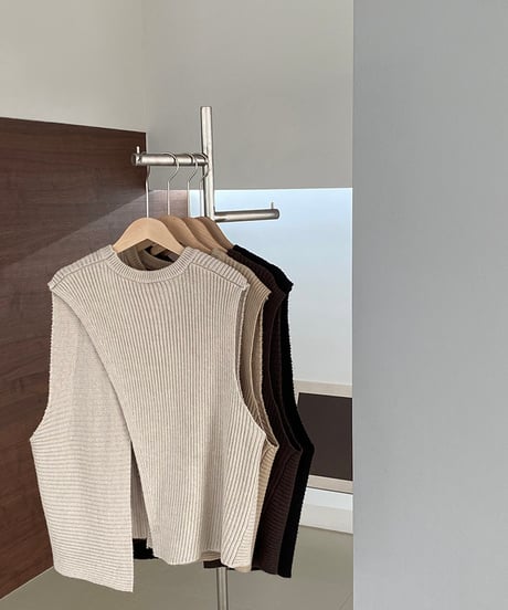 side slit knit vest  / 4color　hm2625