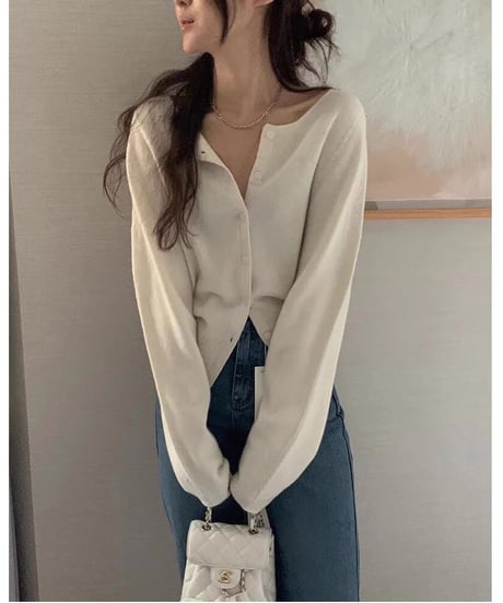bi-color knit cardigan / 3color　hm1856