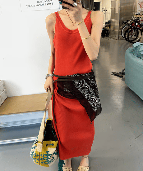 ribbed maxi dress / 2color　hm2349