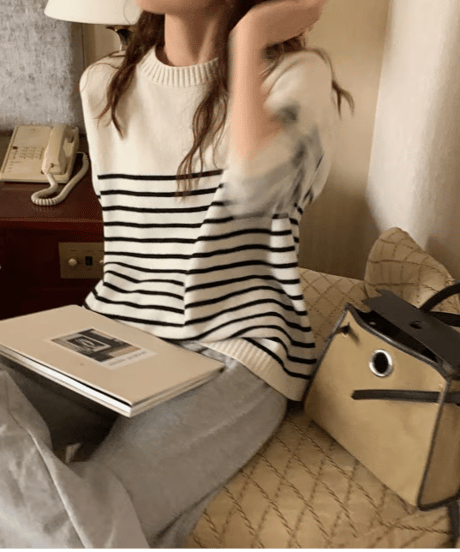 stripe knit top　hm2554