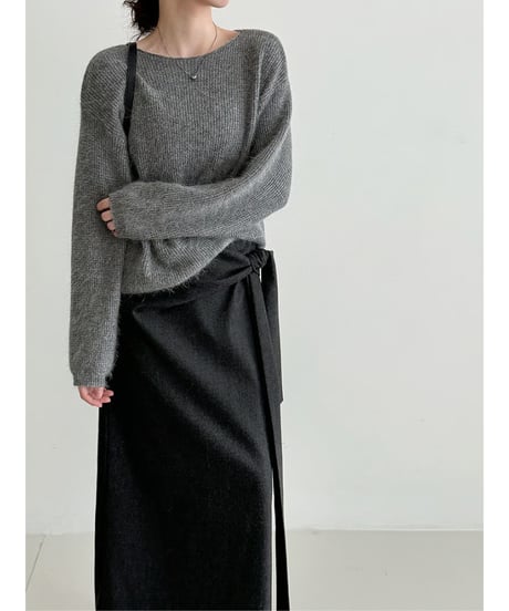 fluffy v-neck knit / 4color　hm2726