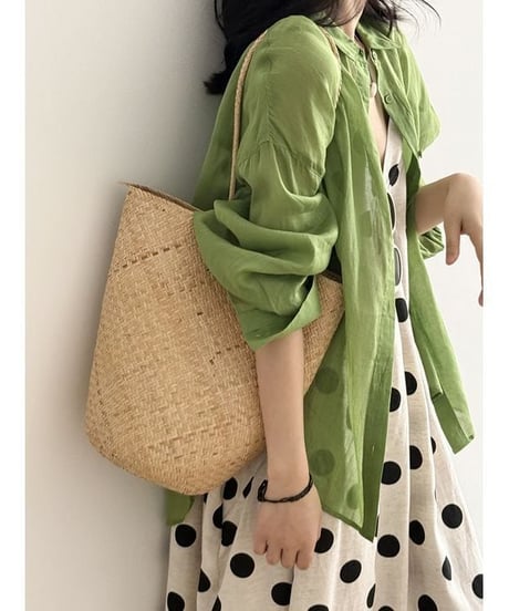 drop shoulder sheer shirt / 2color　hm2246