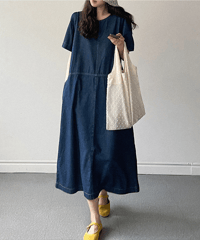 denim midi dress / 2color　hm2860