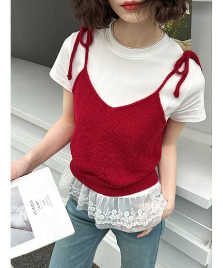 shoulder ribbon cami / 4color　hm2338