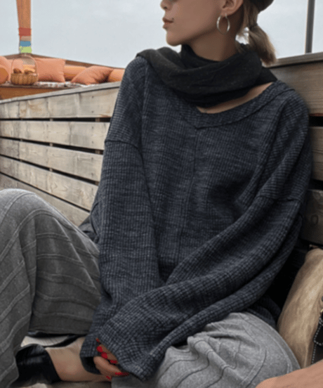v-neck knit top / 2color　hm1129