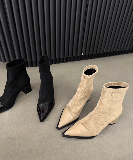spliced high heel boots / 4color　hm2528