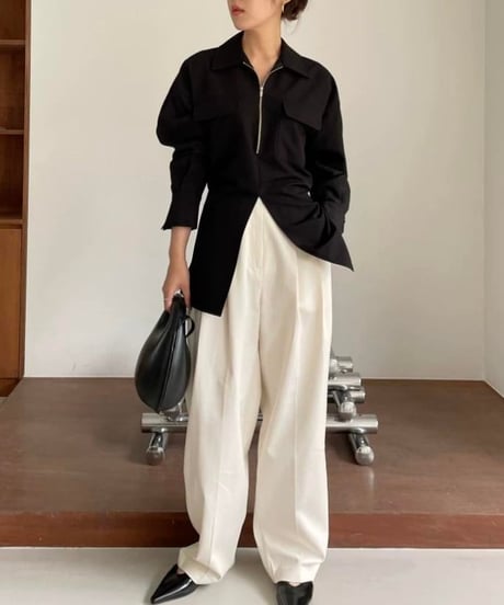 front slit half-zip shirt / 2color　hm1962